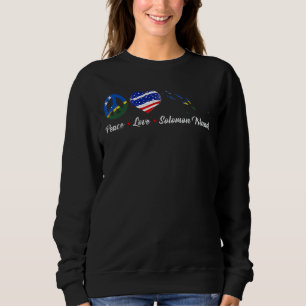 American Heart Peace Love Solomon Islands Flag Map Sweatshirt