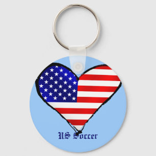 American heart USA Soccer lover US soccer gifts Key Ring