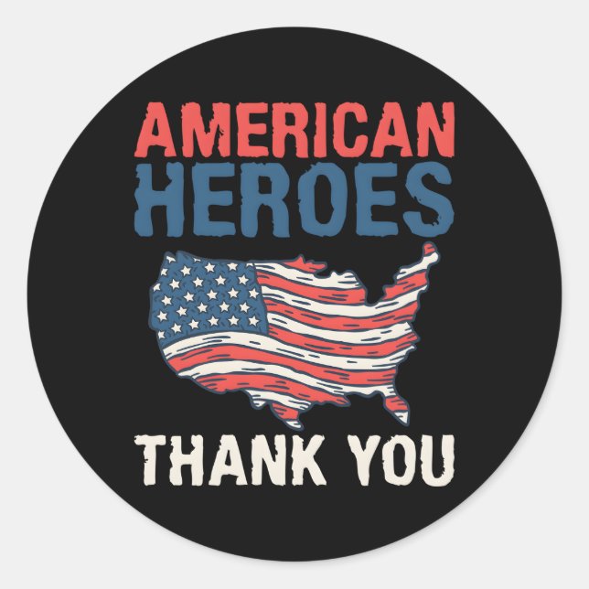 American Heroes Thank You Memorial Day Classic Round Sticker (Front)