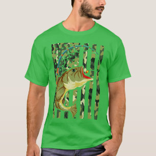American Hobby Angling Fish Camouflage US Flag Fis T-Shirt