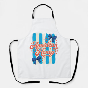 American Honey Patriotic Bow Vintage Shirt Design_ Apron