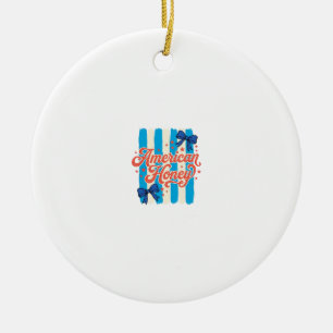 American Honey Patriotic Bow Vintage Shirt Design_ Ceramic Tree Decoration