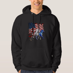 American Horse Patriotic Us Flag 4th Of July Fourt Hoodie