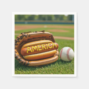 American Hot Dog In a Baseball Glove Napkin
