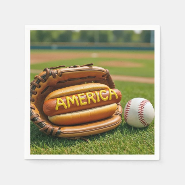 American Hot Dog In a Baseball Glove Napkin (Front)