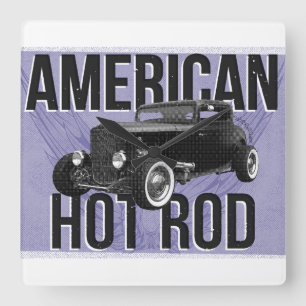 American Hot Rod. Blue version wall clock