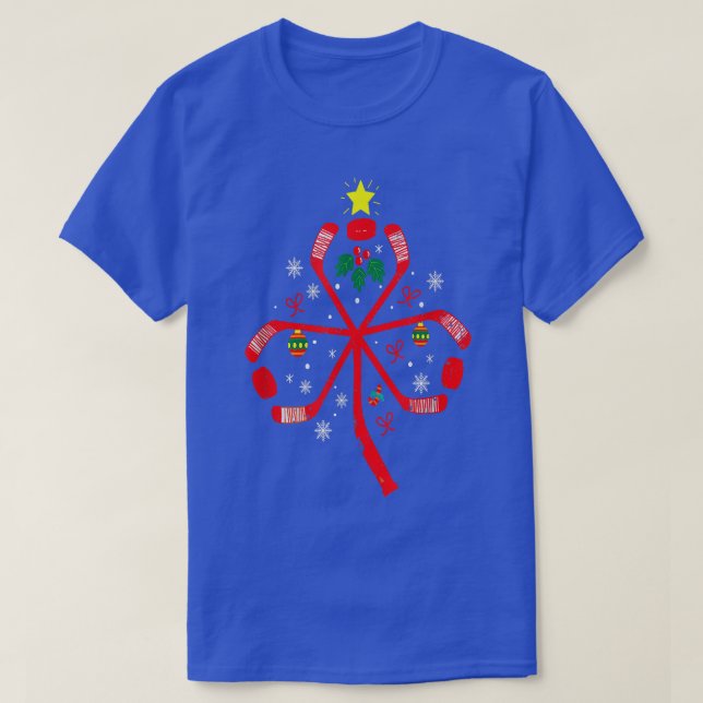 American Ice Hockey Christmas Stick Tree Xmas sham T-Shirt (Design Front)