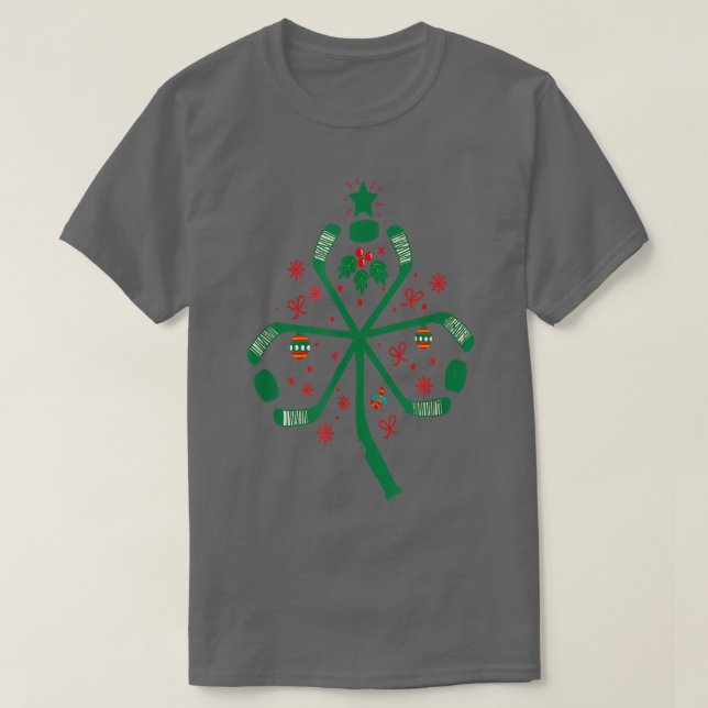 American Ice Hockey Christmas Stick Tree Xmas sham T-Shirt (Design Front)