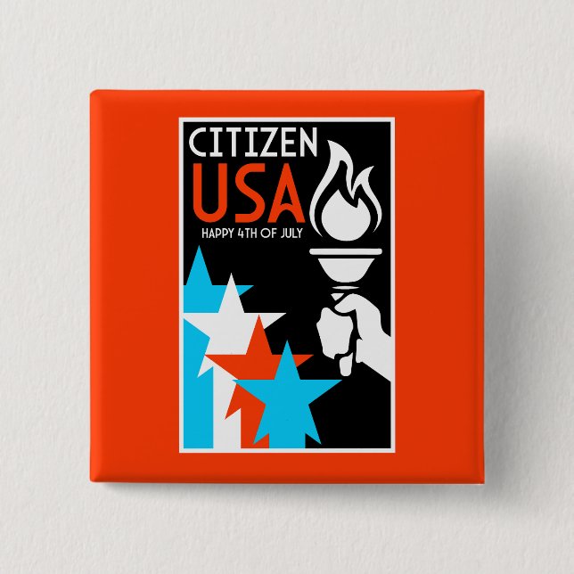 American Independance Day 15 Cm Square Badge (Front)