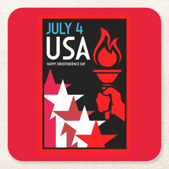American Independance Day Square Paper Coaster (Front)