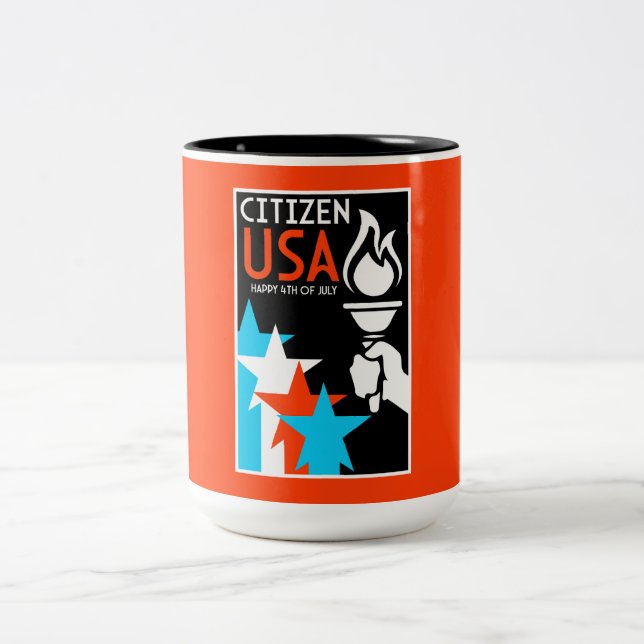 American Independance Day Two-Tone Coffee Mug (Center)