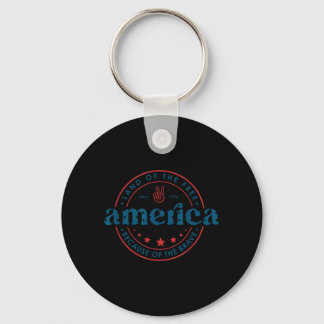 American Independence Day 4th July Land Of The Key Ring