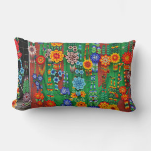 American Indian Beaded Flower Necklaces Lumbar Cushion