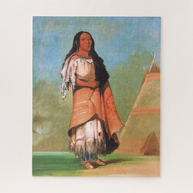 American Indian Blackfoot Woman, George Catlin Jigsaw Puzzle (Vertical)