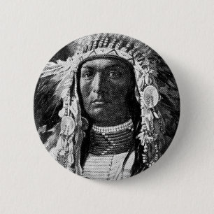 American Indian Chief 6 Cm Round Badge