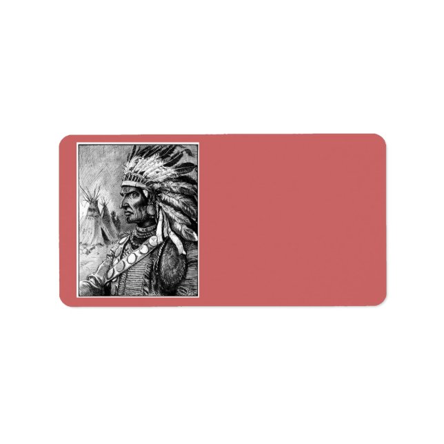 American Indian Chief Address Label (Front)