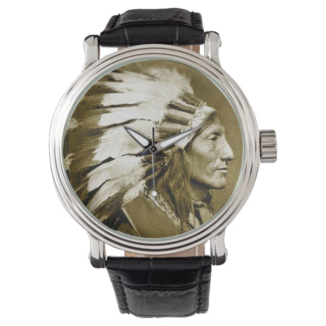 American Indian Chief (Faded Sepia) Watch (Front)