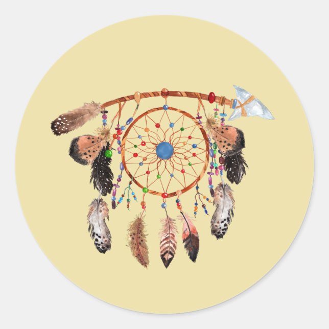 American Indian Dreamcatcher Classic Round Sticker (Front)