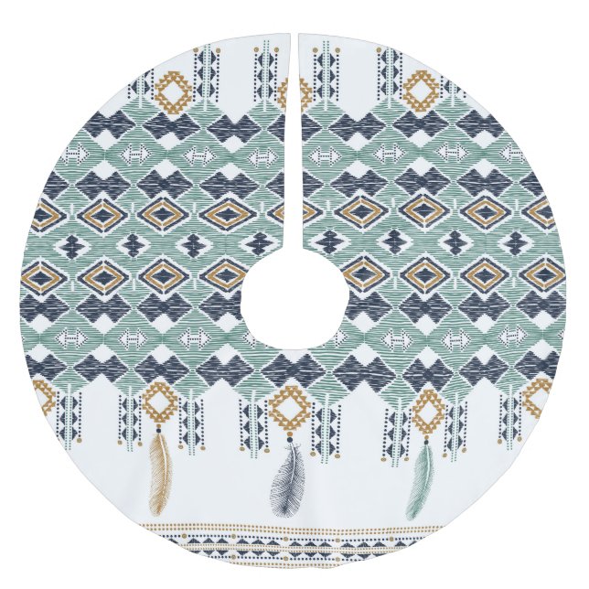 American Indian Geometry Seamless Border Brushed Polyester Tree Skirt (Front)