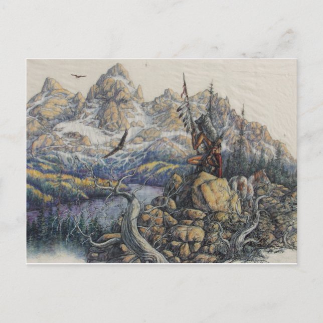 American Indian Hunter Postcard (Front)