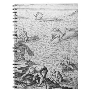 American Indian method of whaling, from an account Spiral Notebook