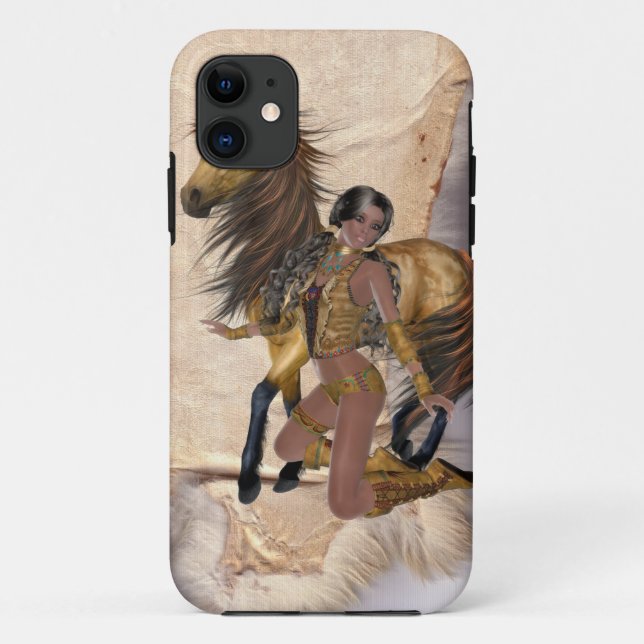 American Indian Princess and Horse Case-Mate iPhone Case (Back)