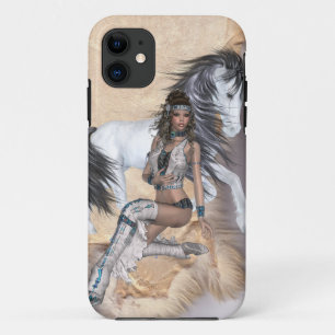 American Indian Princess and White Horse iPhone 11 Case