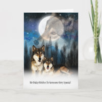 American Indian Style Wolf Birthday Card