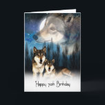 American Indian Style Wolf Birthday Card 70th<br><div class="desc">An American Indian Wolf Style Greeting Card for 70th Birthay,  Blended Wolves and with the moon and blended sky in the background</div>