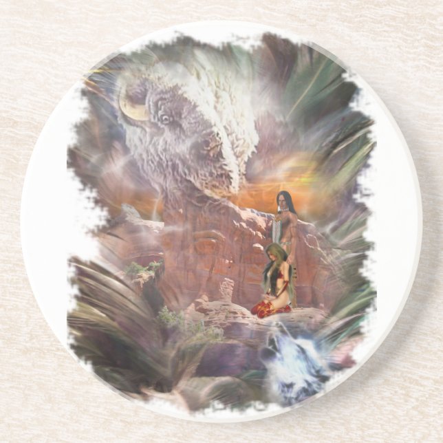 American Indian Wedding Night Vignette Coaster (Front)