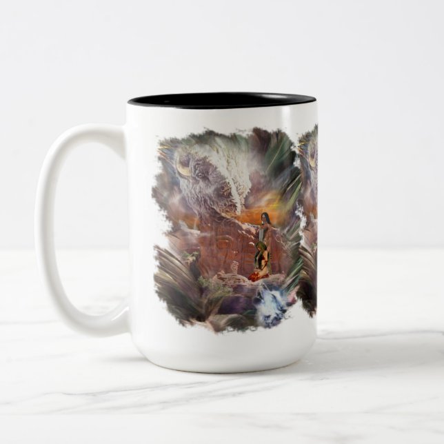 American Indian Wedding Night Vignette Two-Tone Coffee Mug (Left)