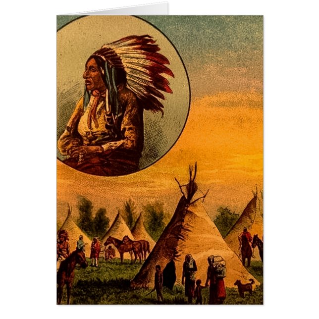 American Indians Vintage Magic Lantern Slide (Front)