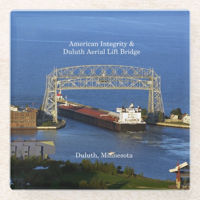 American Integrity in Duluth glass coaster (Front)