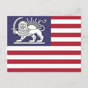 American Iranian Lion and Sun Heritage Flag Postcard