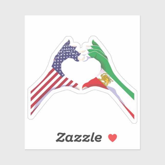 American Iranian Unity Heart with Lion and Sun (Sheet)