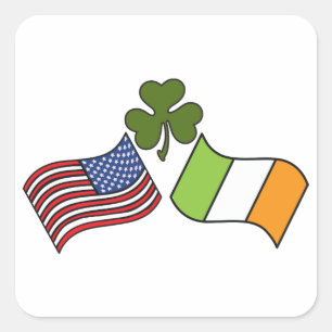 American Irish Flag Square Sticker