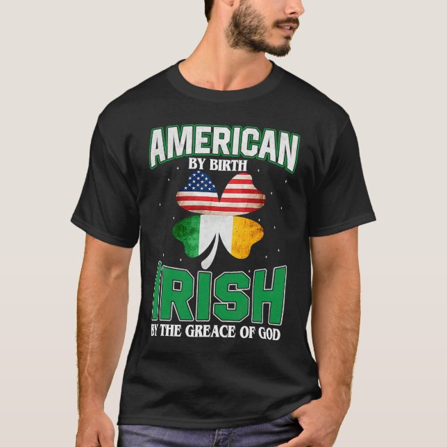American Irish Shamrock Lucky St Patricks Day Men  T-Shirt (Front)