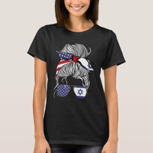American Israeli Patriot Flag Women Girl Israel Gr T-Shirt