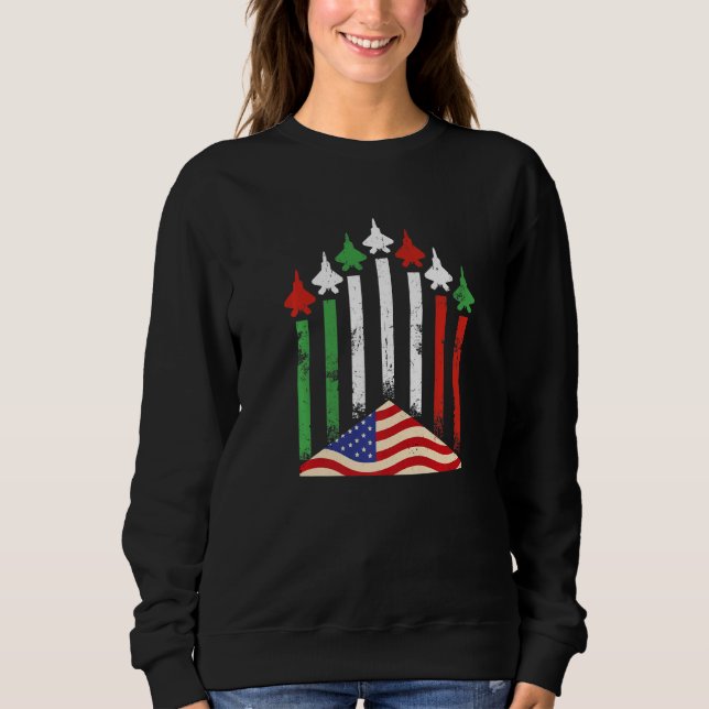 American Italian Flag Airplanes 4th July Patriotic Sweatshirt (Front)