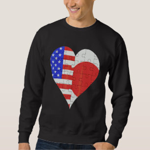 American Japanese Flag Heart Sweatshirt