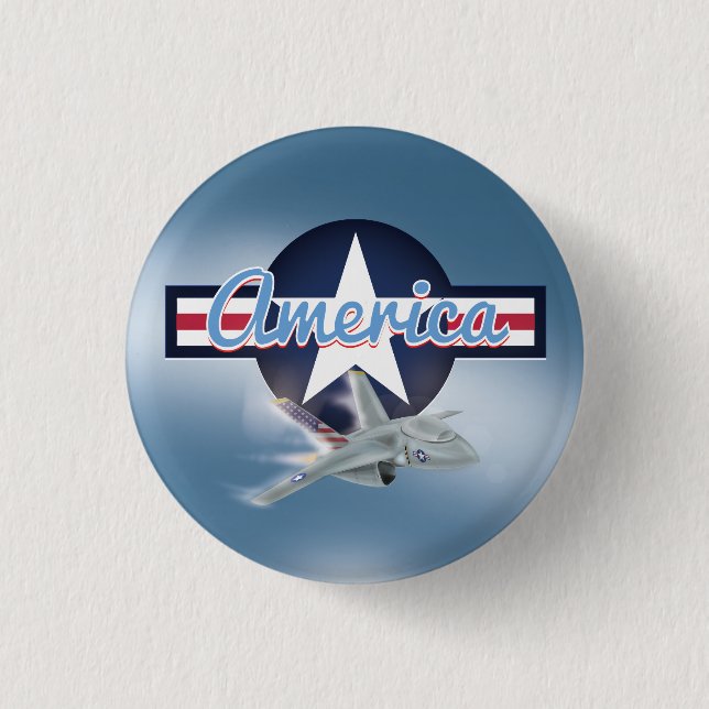 American Jet Fighter 3 Cm Round Badge (Front)