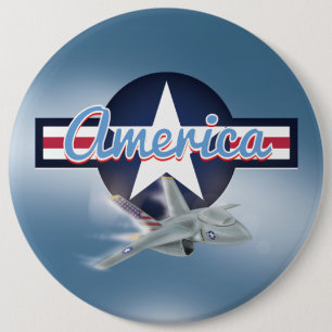 American Jet Fighter 6 Cm Round Badge