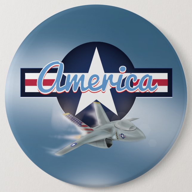 American Jet Fighter 6 Cm Round Badge (Front)