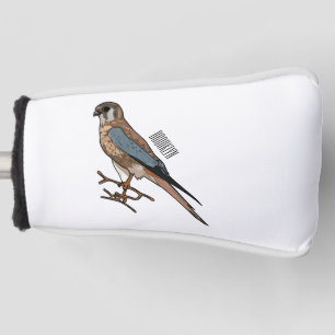 American kestrel bird cartoon illustration golf head cover