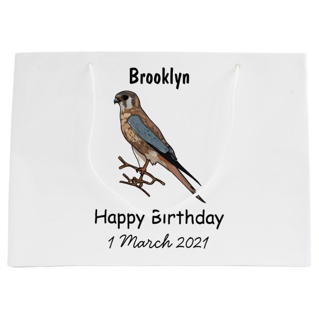 American kestrel bird cartoon illustration large gift bag (Front)