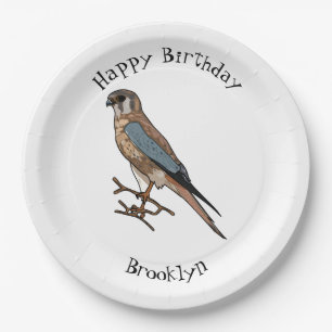 American kestrel bird cartoon illustration paper plate