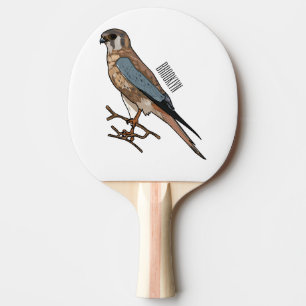 American kestrel bird cartoon illustration  ping pong paddle