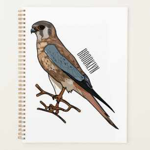 American kestrel bird cartoon illustration planner