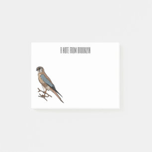 American kestrel bird cartoon illustration post-it notes