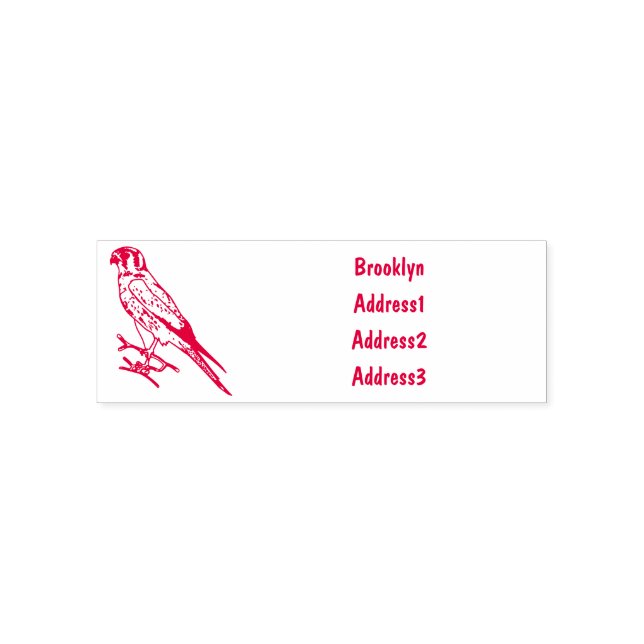 American kestrel bird cartoon illustration self-inking stamp (Design)